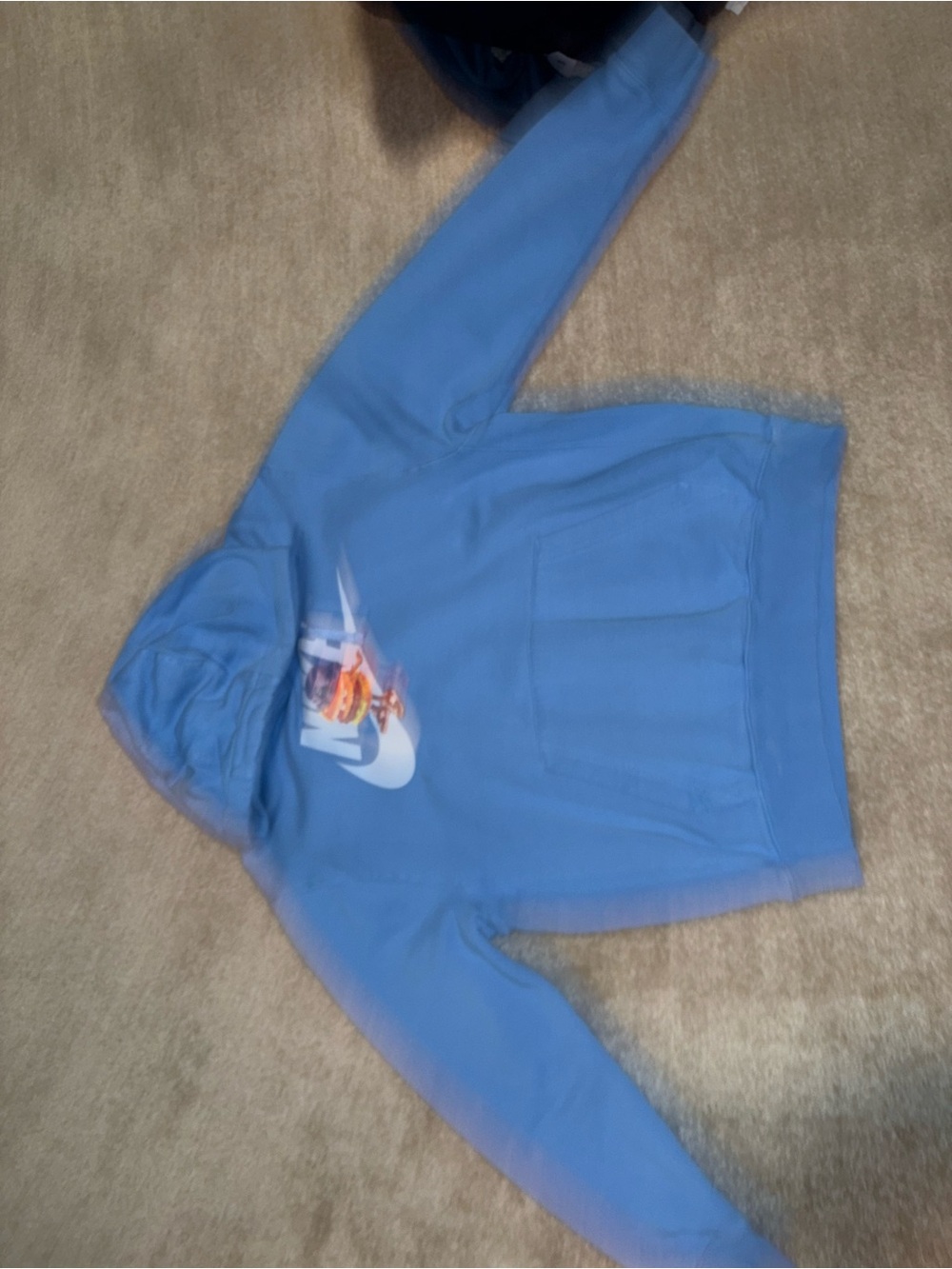 Nike ACG Light Blue Hoodie with White Swoosh and Multicolor Graphic
